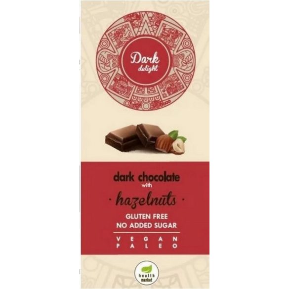 Dark Delight Zartbitter Schokolade 80g mit ganzen Haselnüssen ohne Zuckerzusatz 85% Kakao (vegan, paleo, glutenfrei)