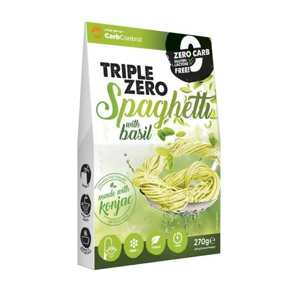 FORPRO Triple Zero Konjak Spaghetti mit Basilikum 270g (glutenfrei, paleo, zuckerfrei)